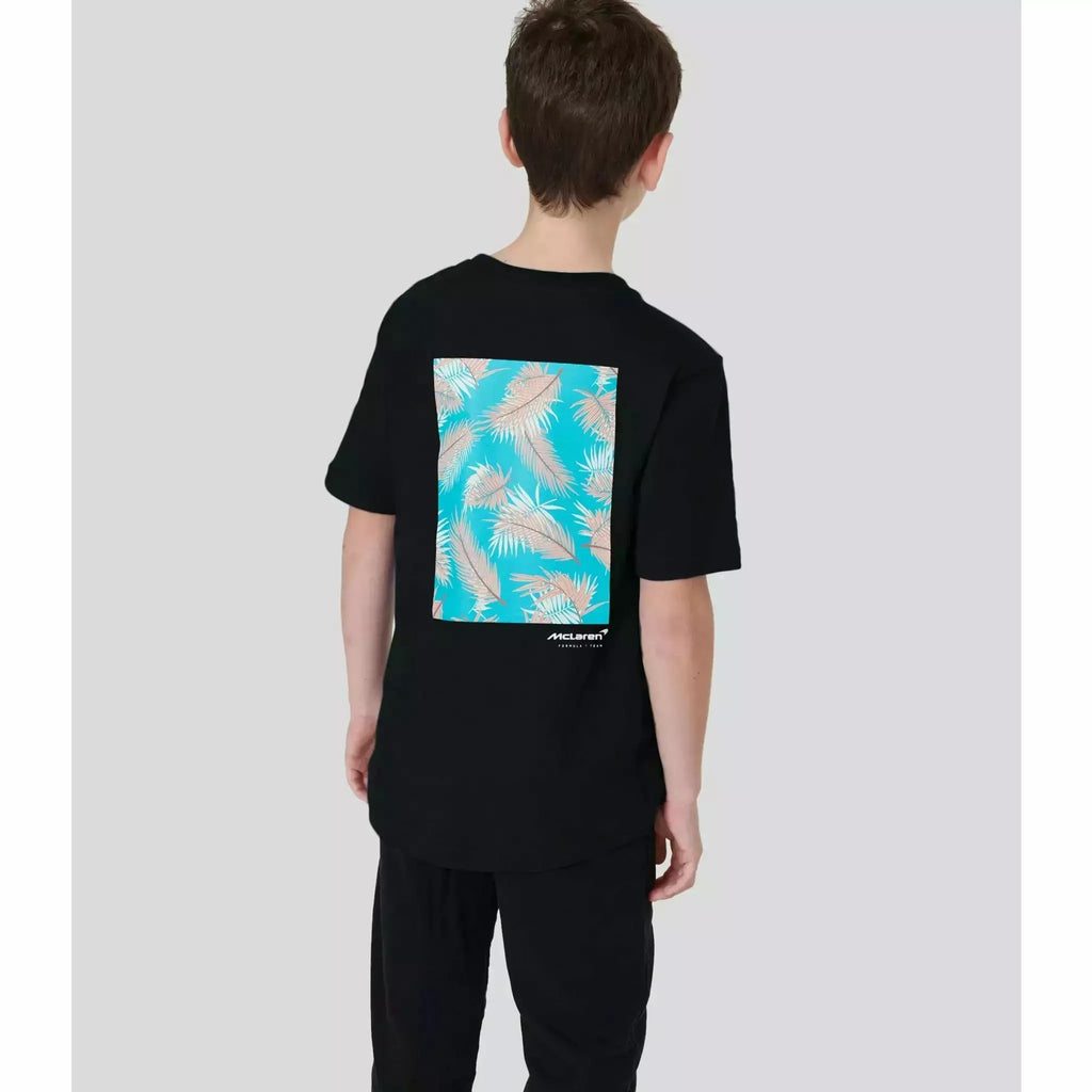 McLaren F1 Kids Miami Miami Palm Graphic T-Shirt-Black/Aqua Sky T-shirts Light Gray