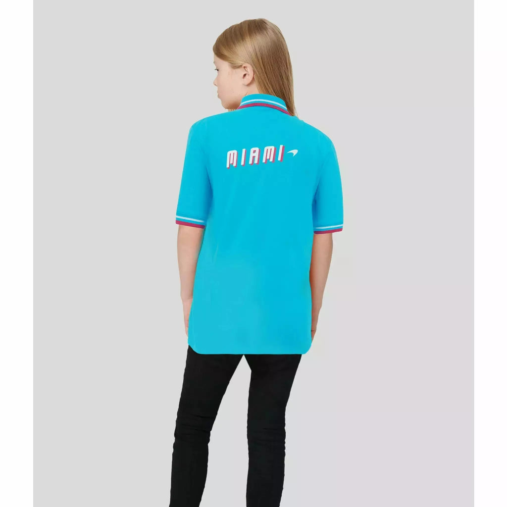 McLaren F1 Kids Miami Graphic Polo Shirt-Youth Vice Blue Polos Light Gray