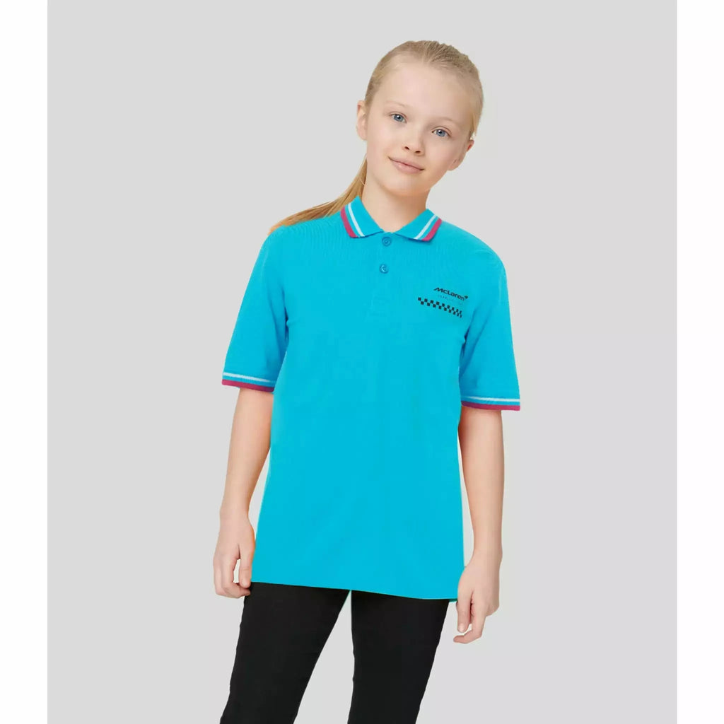 McLaren F1 Kids Miami Graphic Polo Shirt-Youth Vice Blue Polos Light Gray