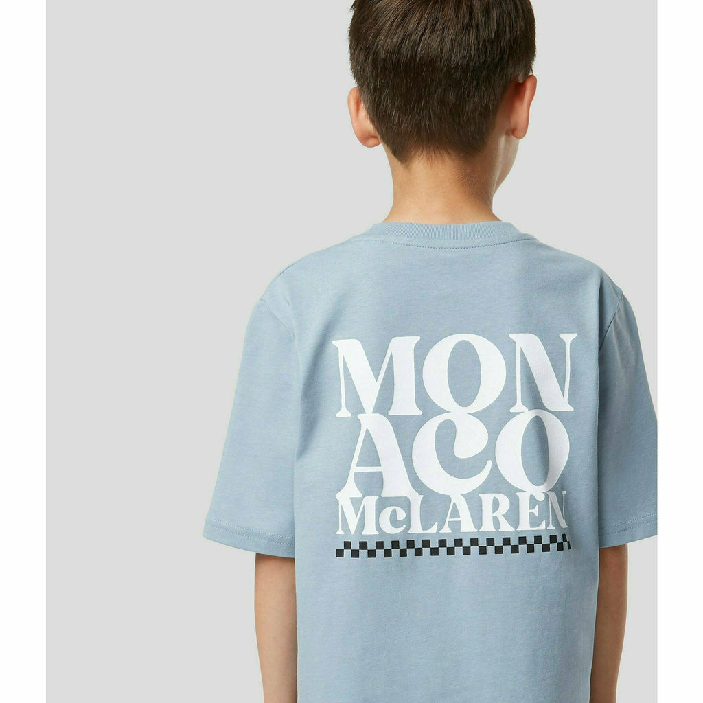 McLaren F1 Special Edition Monaco GP Kids Slogan T-Shirt - Youth Blue/Orange T-shirts Light Gray