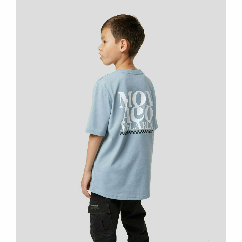 McLaren F1 Special Edition Monaco GP Kids Slogan T-Shirt - Youth Blue/Orange T-shirts Light Gray