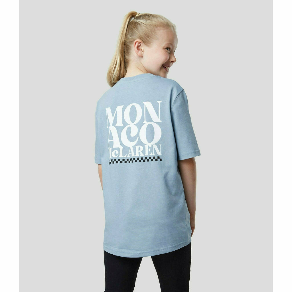 McLaren F1 Special Edition Monaco GP Kids Slogan T-Shirt - Youth Blue/Orange T-shirts Light Gray