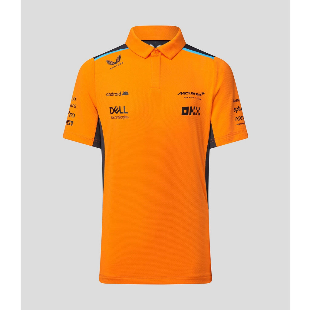McLaren F1 Kid's 2023 Team Polo Shirt- Youth Papaya Polos Light Gray