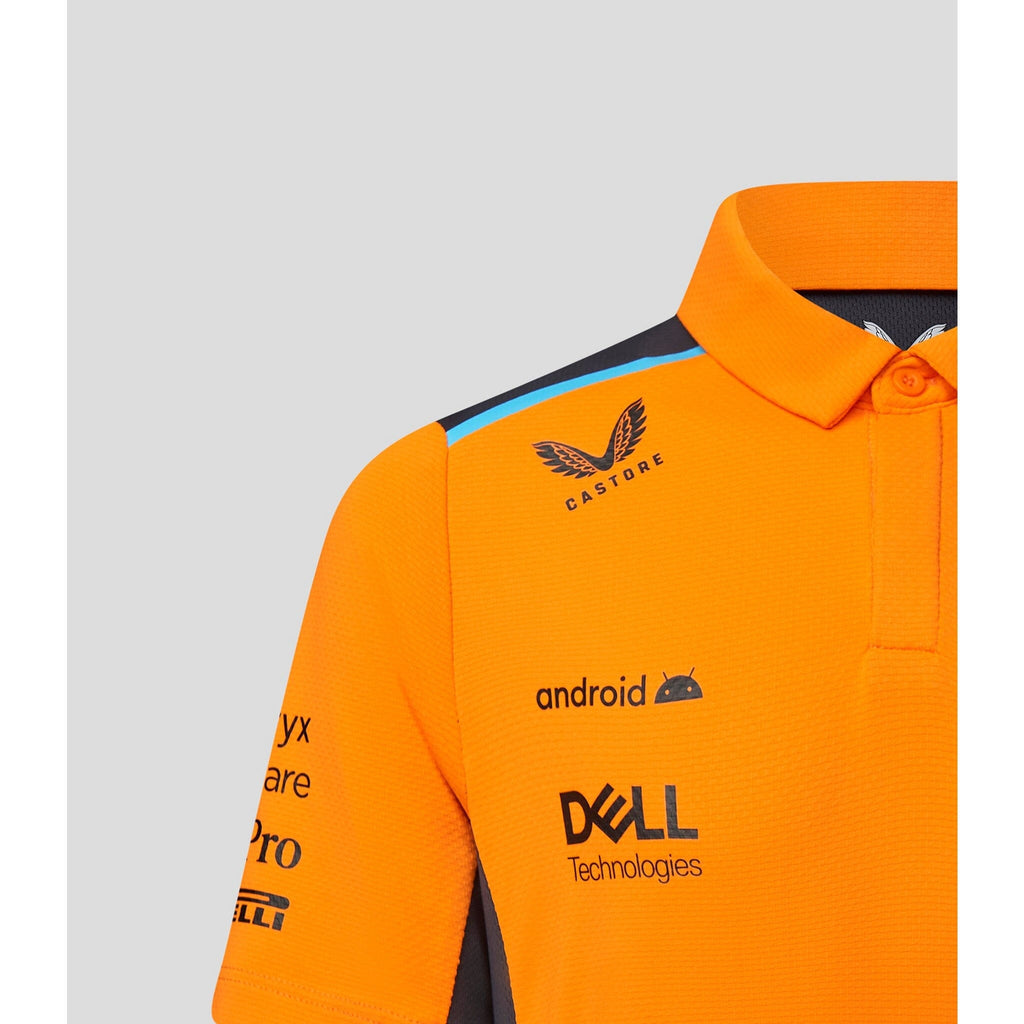 McLaren F1 Kid's 2023 Team Polo Shirt- Youth Papaya Polos Light Gray