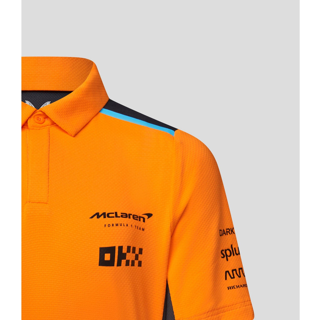 McLaren F1 Kid's 2023 Team Polo Shirt- Youth Papaya Polos Light Gray