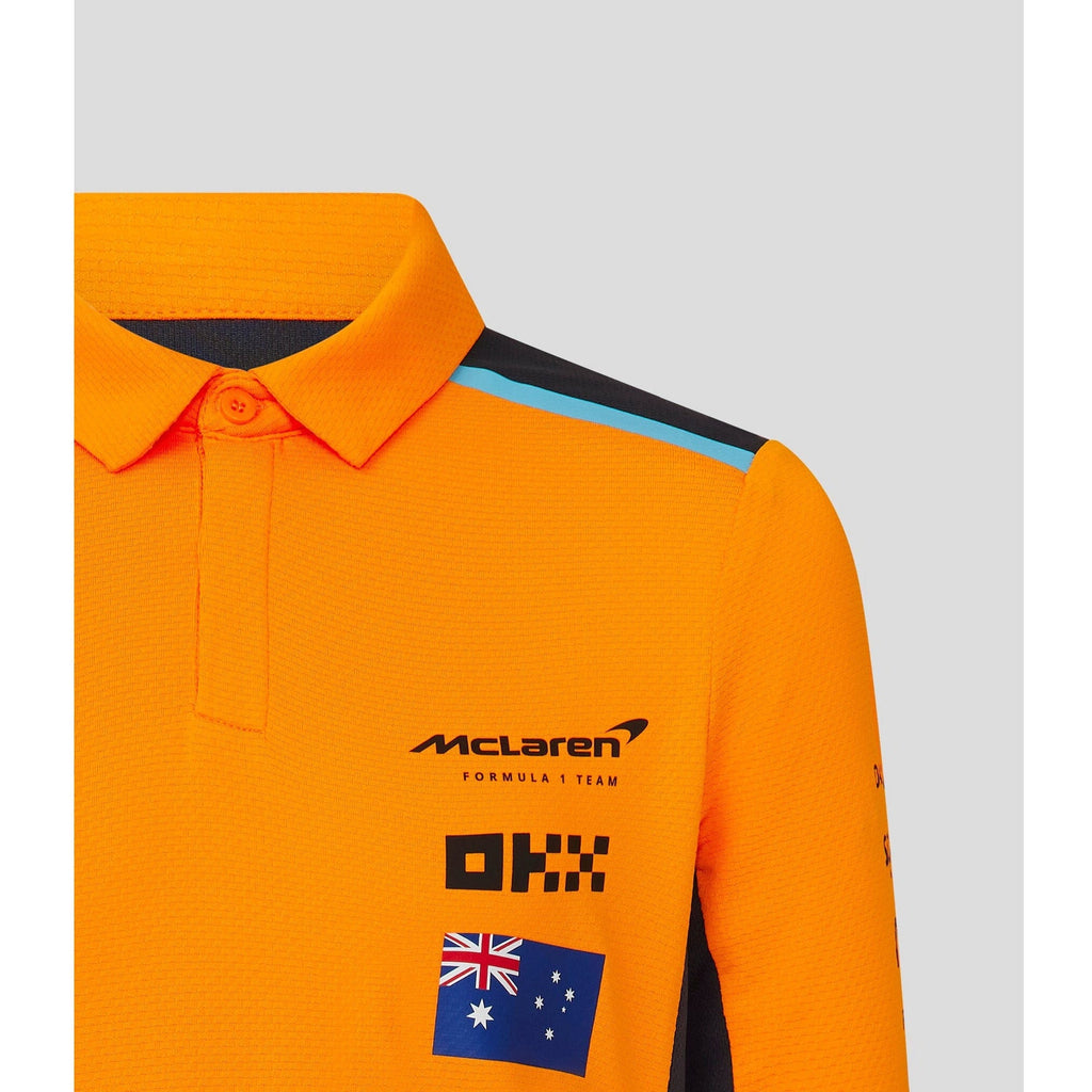 McLaren F1 Kids 2023 Lando Norris Drivers Polo Shirt- Youth Papaya Polos Light Gray