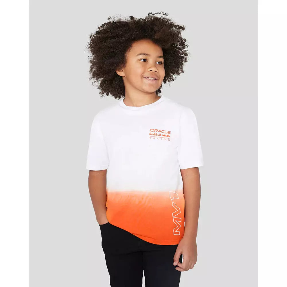 Red Bull Racing F1 Kids Max Verstappen Driver T-Shirt - White/Exotic Orange T-shirts Light Gray