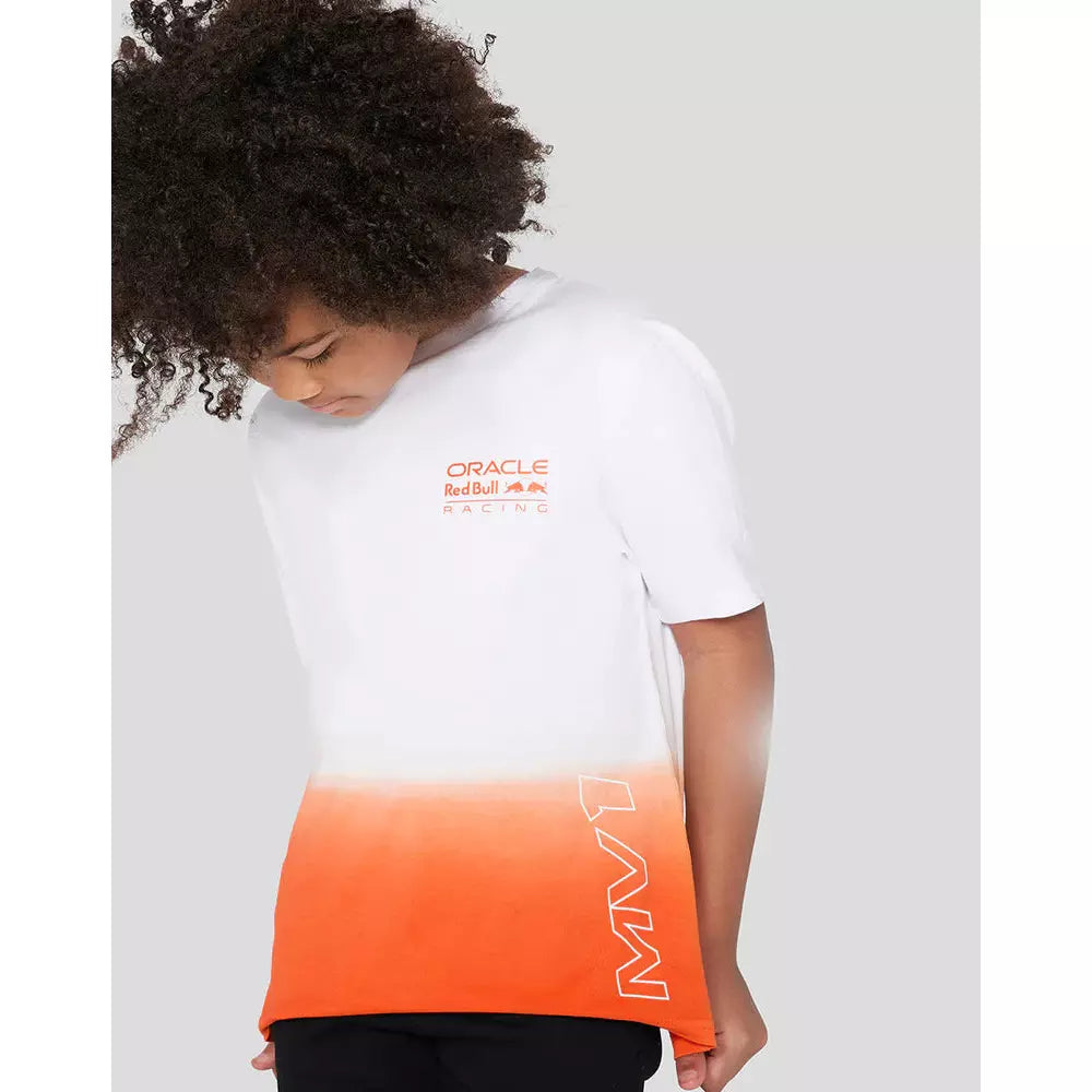 Red Bull Racing F1 Kids Max Verstappen Driver T-Shirt - White/Exotic Orange T-shirts Light Gray