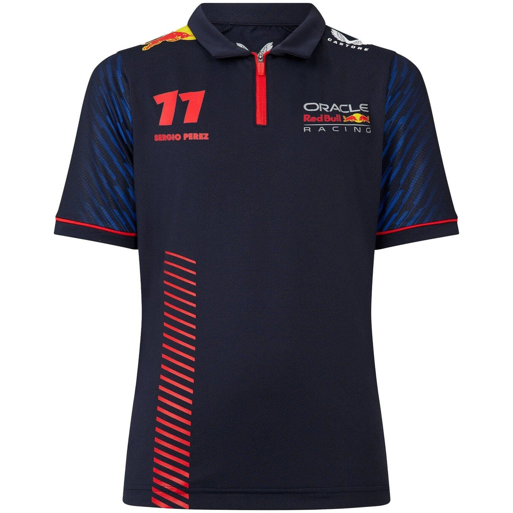 Red Bull Racing F1 Kid's 2023 Sergio "Checo" Perez Team Polo Shirt- Youth Navy Polos Dark Slate Gray
