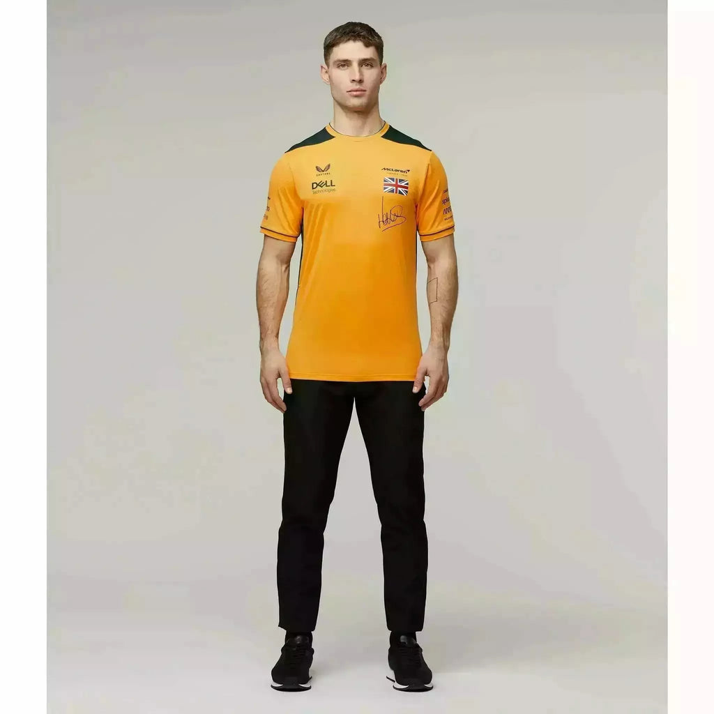 McLaren F1 Men's 2022 Lando Norris Team Replica Set Up T-Shirt - Papaya/Phantom T-shirts Gray