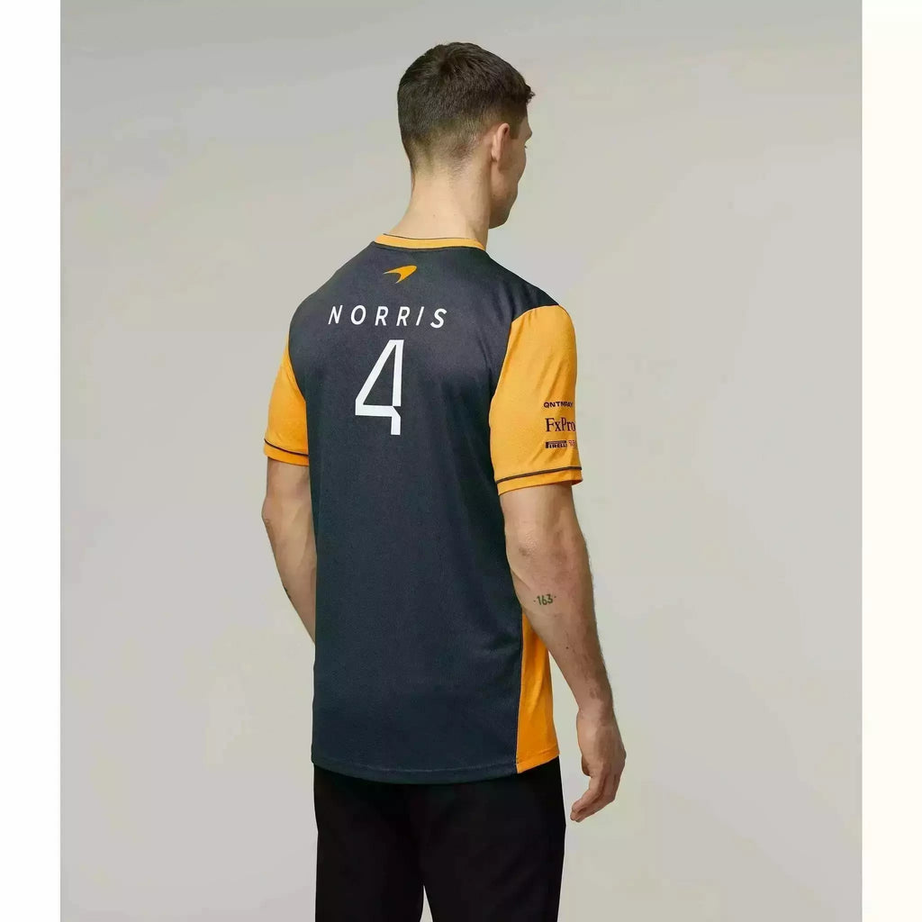 McLaren F1 Men's 2022 Lando Norris Team Replica Set Up T-Shirt - Papaya/Phantom T-shirts Gray