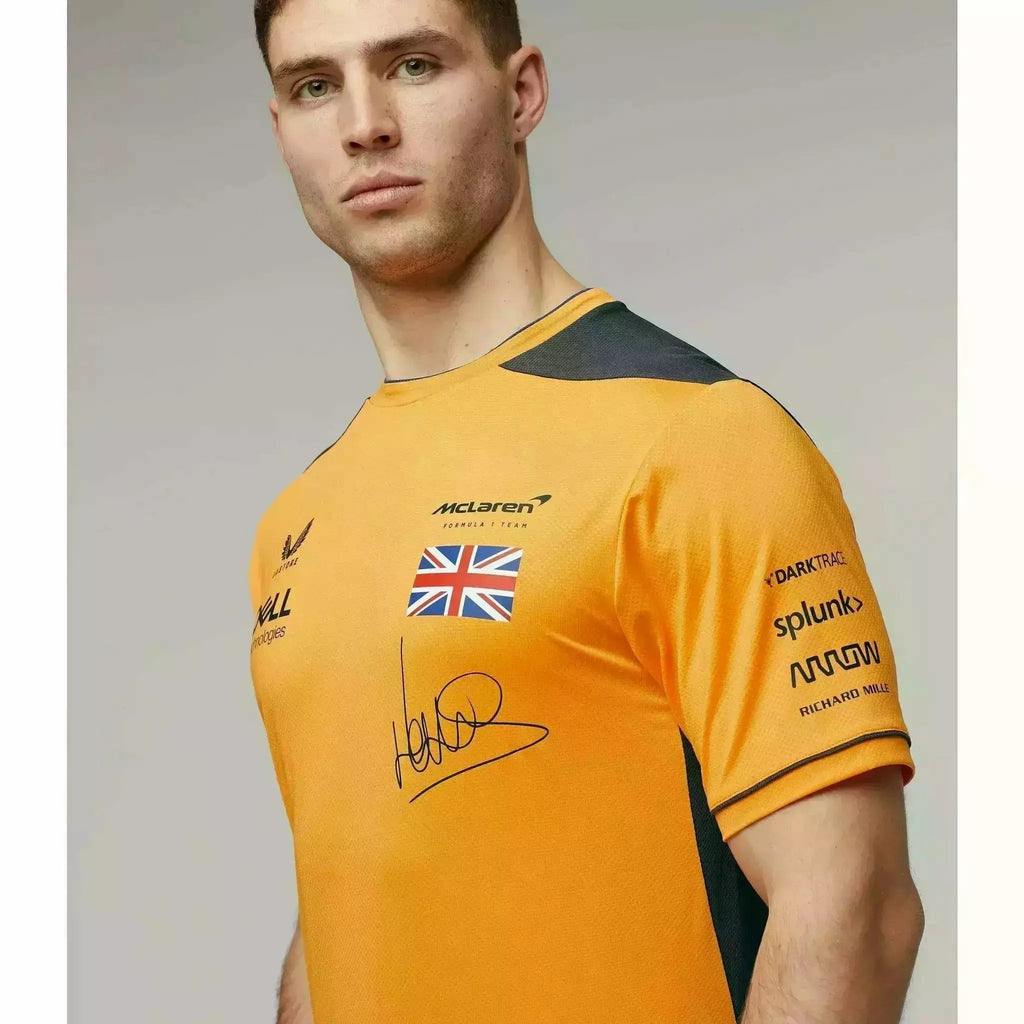 McLaren F1 Men's 2022 Lando Norris Team Replica Set Up T-Shirt - Papaya/Phantom T-shirts Gray