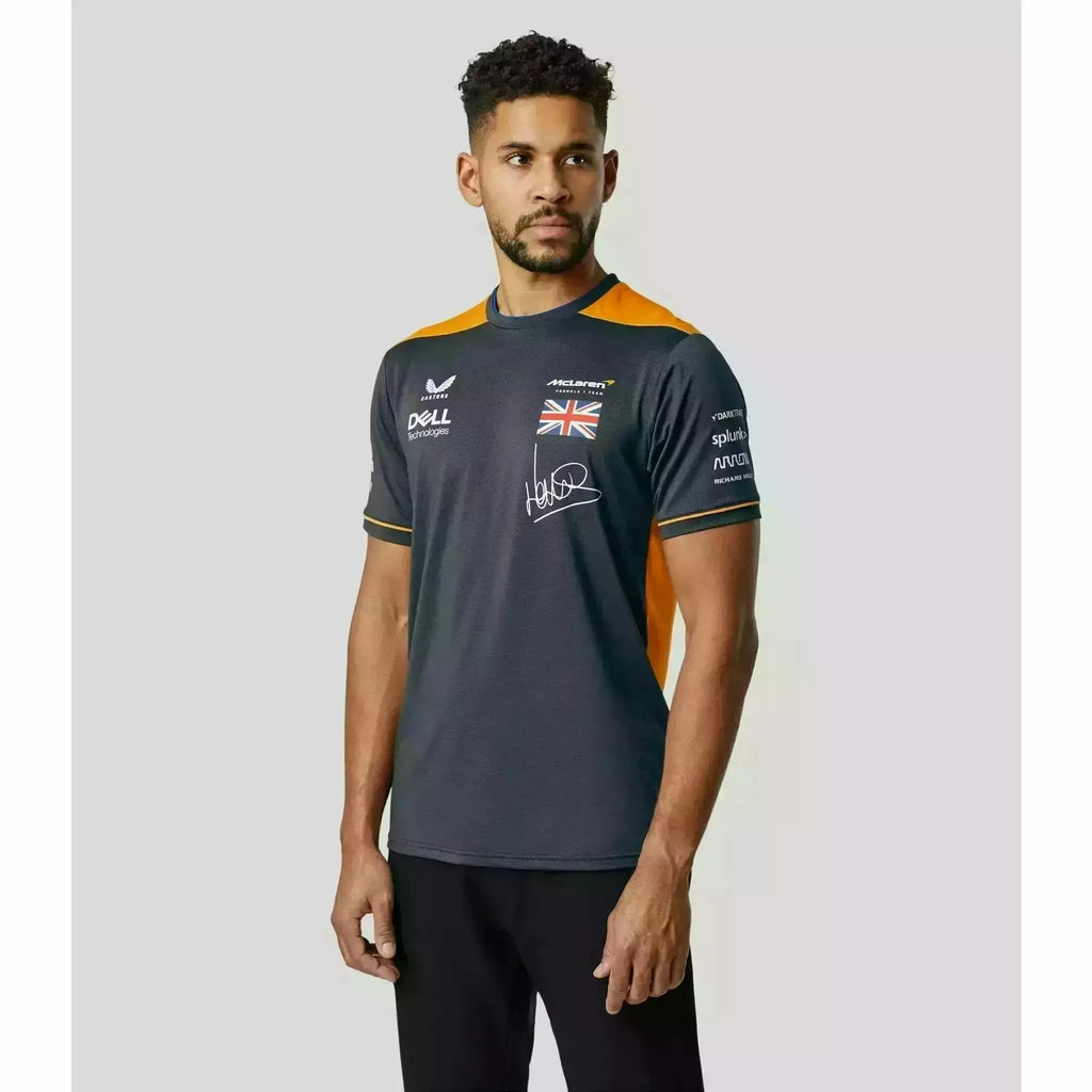 McLaren F1 Men's 2022 Lando Norris Team Replica Set Up T-Shirt - Papaya/Phantom T-shirts Light Gray