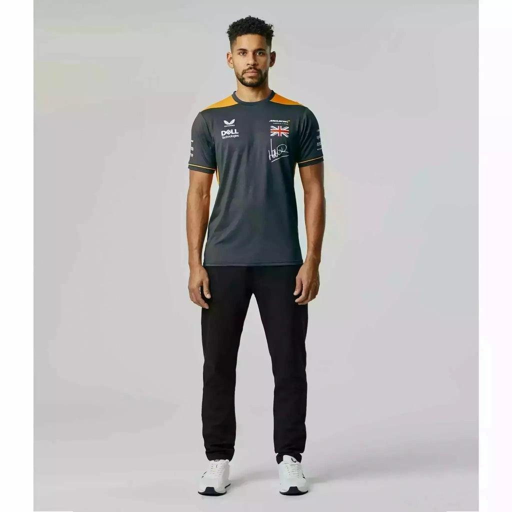 McLaren F1 Men's 2022 Lando Norris Team Replica Set Up T-Shirt - Papaya/Phantom T-shirts Light Gray
