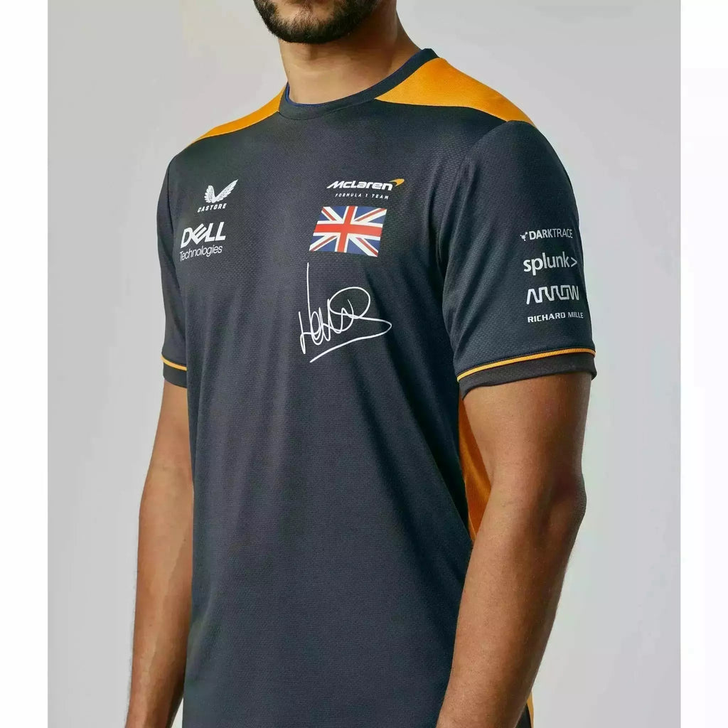 McLaren F1 Men's 2022 Lando Norris Team Replica Set Up T-Shirt - Papaya/Phantom T-shirts Dark Slate Gray
