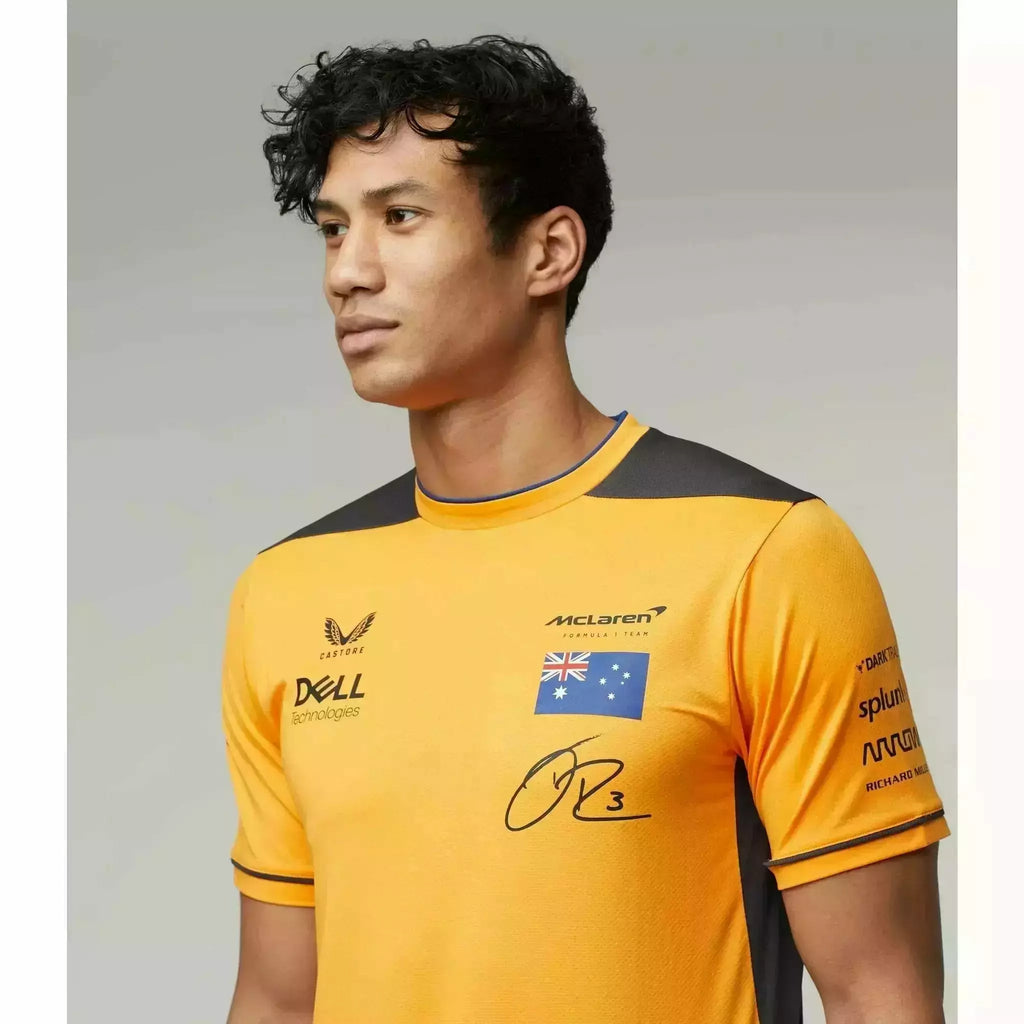 McLaren F1 Men's 2022 Daniel Ricciardo Team Replica Set Up T-Shirt - Papaya/Phantom T-shirts Tan