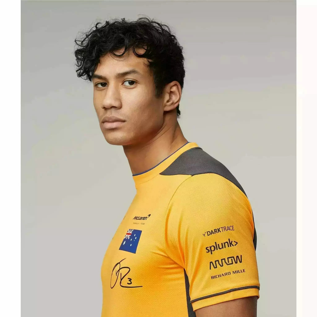 McLaren F1 Men's 2022 Daniel Ricciardo Team Replica Set Up T-Shirt - Papaya/Phantom T-shirts Gray