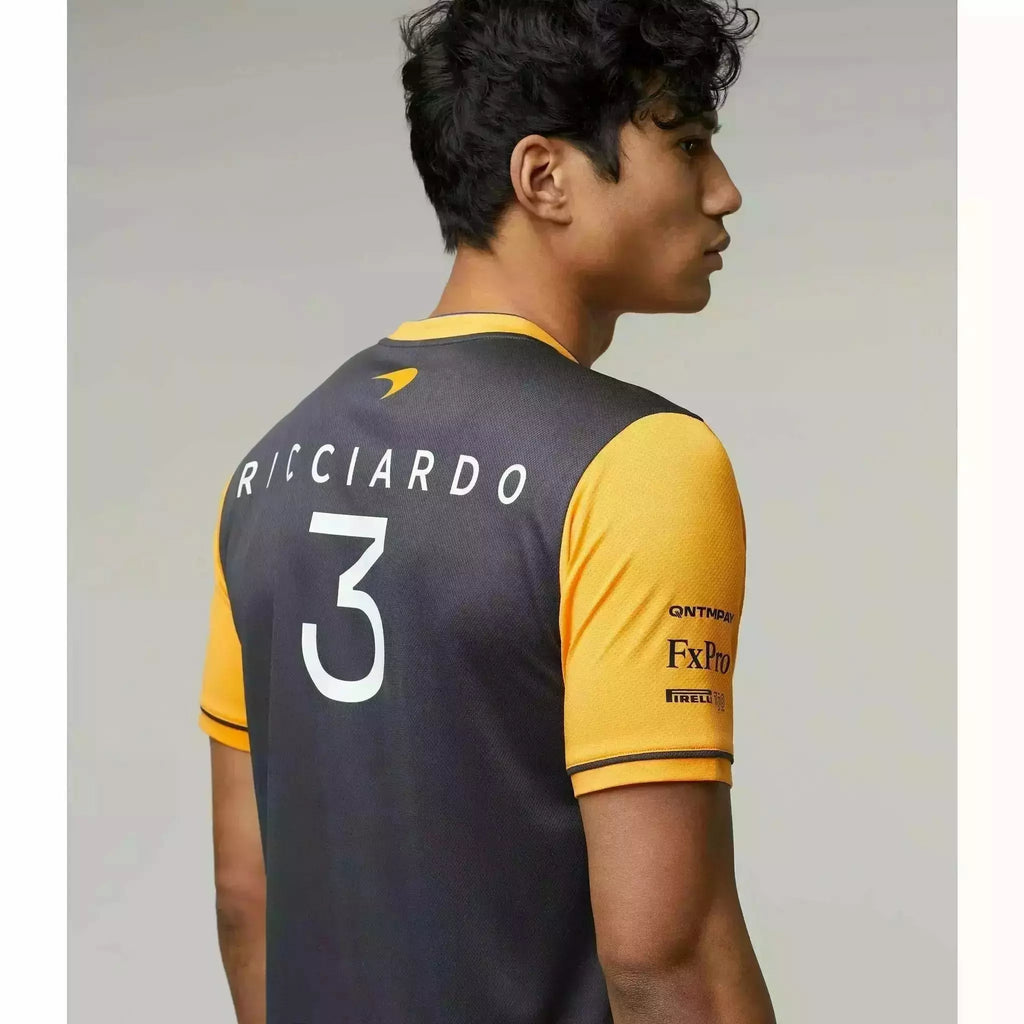 McLaren F1 Men's 2022 Daniel Ricciardo Team Replica Set Up T-Shirt - Papaya/Phantom T-shirts Gray