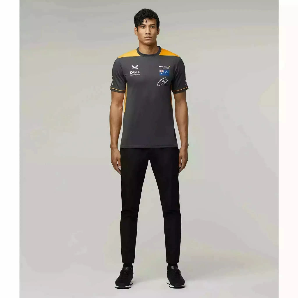 McLaren F1 Men's 2022 Daniel Ricciardo Team Replica Set Up T-Shirt - Papaya/Phantom T-shirts Gray