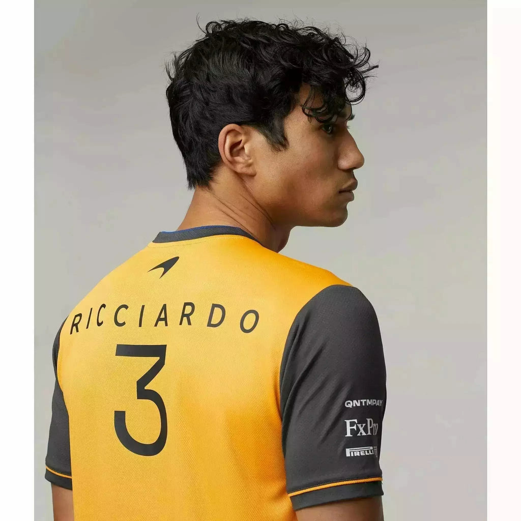 McLaren F1 Men's 2022 Daniel Ricciardo Team Replica Set Up T-Shirt - Papaya/Phantom T-shirts Gray