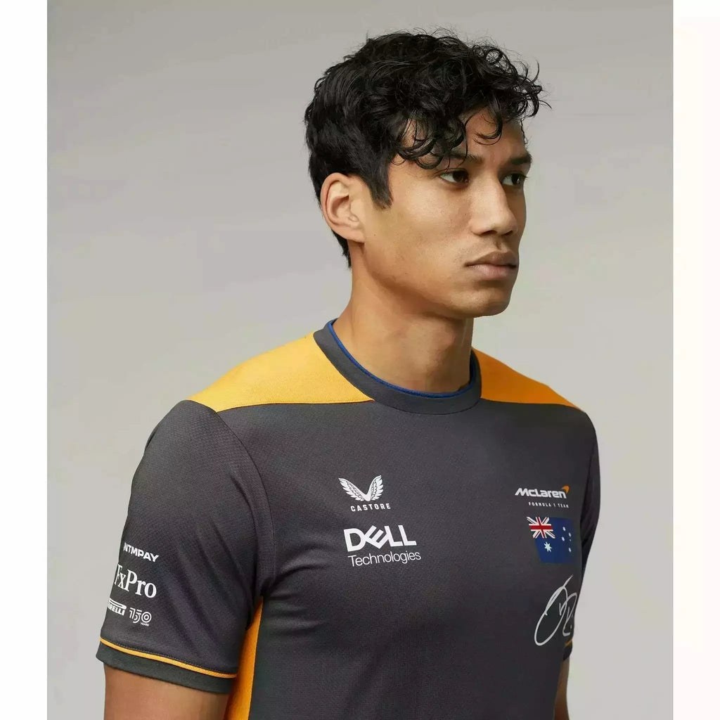 McLaren F1 Men's 2022 Daniel Ricciardo Team Replica Set Up T-Shirt - Papaya/Phantom T-shirts Gray