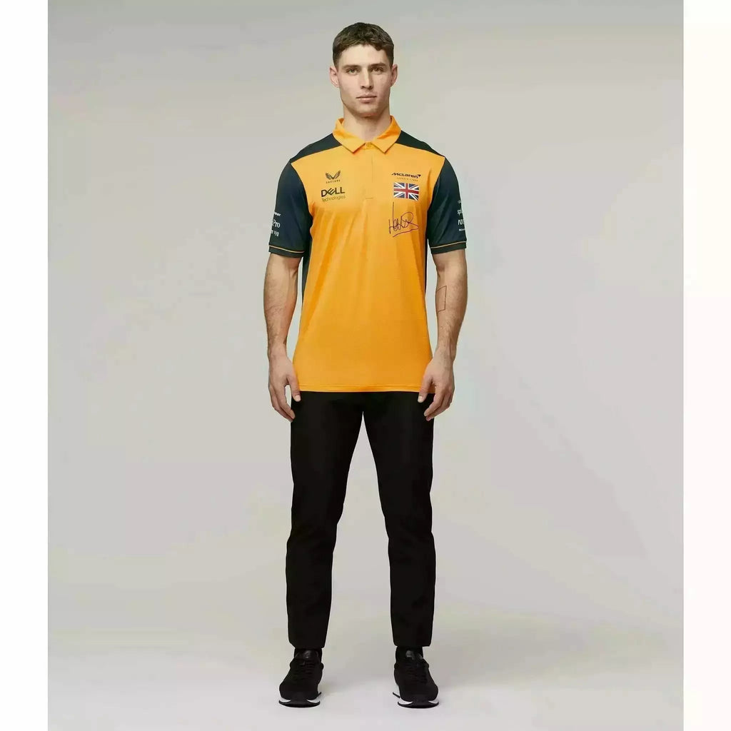 McLaren F1 Men's 2022 Lando Norris Team Drivers Polo Shirt - Papaya/Phantom Polos Gray