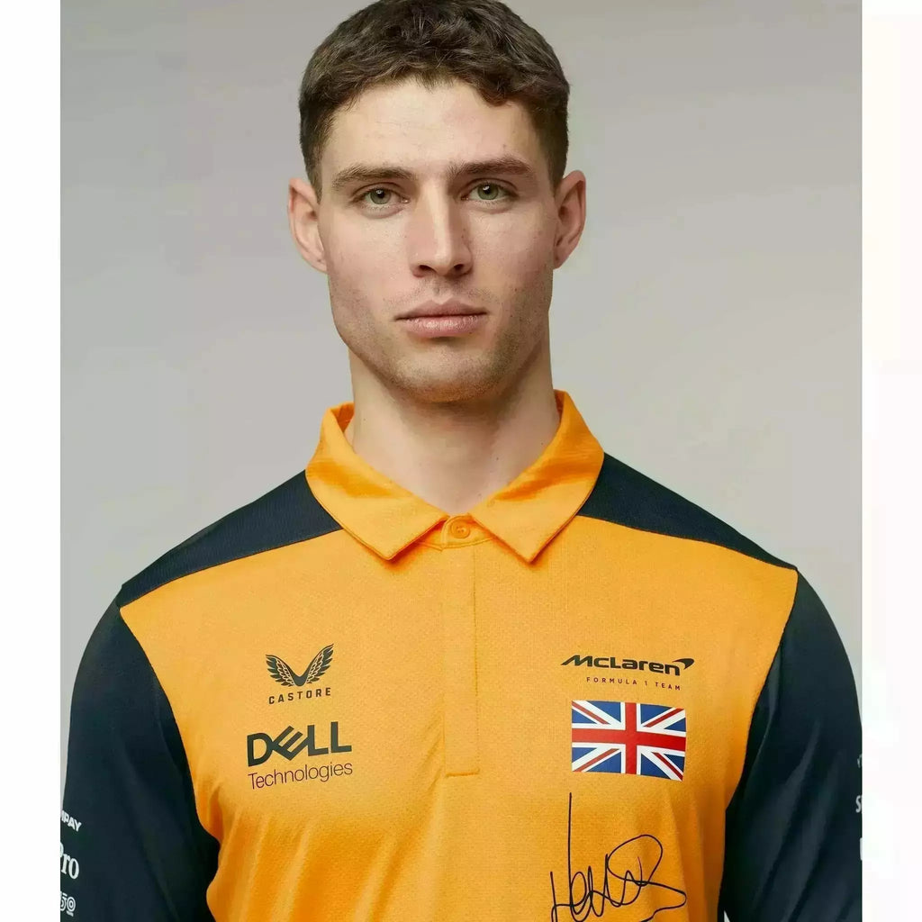 McLaren F1 Men's 2022 Lando Norris Team Drivers Polo Shirt - Papaya/Phantom Polos Gray