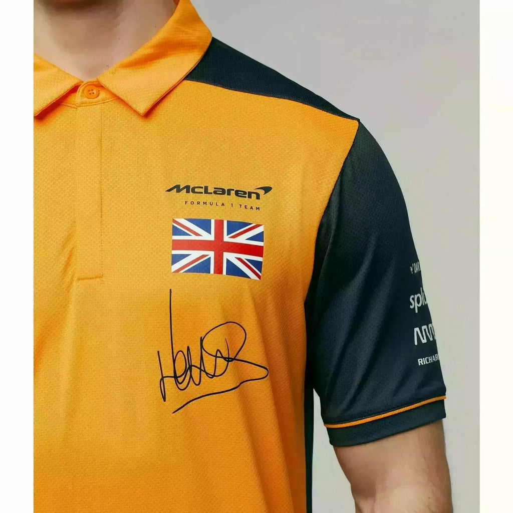 McLaren F1 Men's 2022 Lando Norris Team Drivers Polo Shirt - Papaya/Phantom Polos Goldenrod