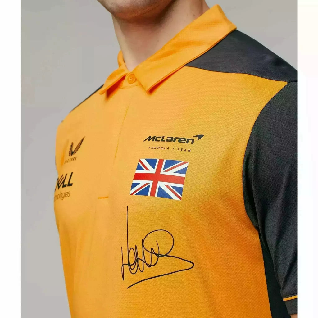 McLaren F1 Men's 2022 Lando Norris Team Drivers Polo Shirt - Papaya/Phantom Polos Goldenrod