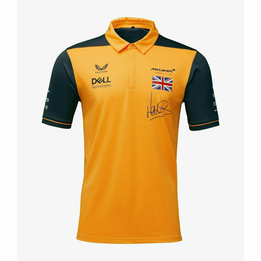 McLaren F1 Kids 2022 Lando Norris Drivers Polo Shirt- Youth Papaya/Phantom Polos White Smoke