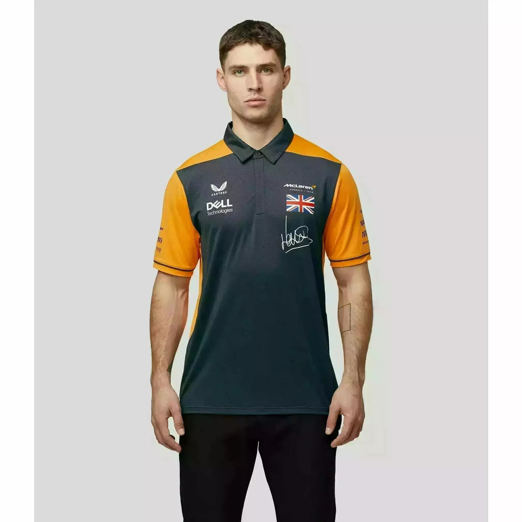 McLaren F1 Men's 2022 Lando Norris Team Drivers Polo Shirt - Papaya/Phantom Polos Light Gray