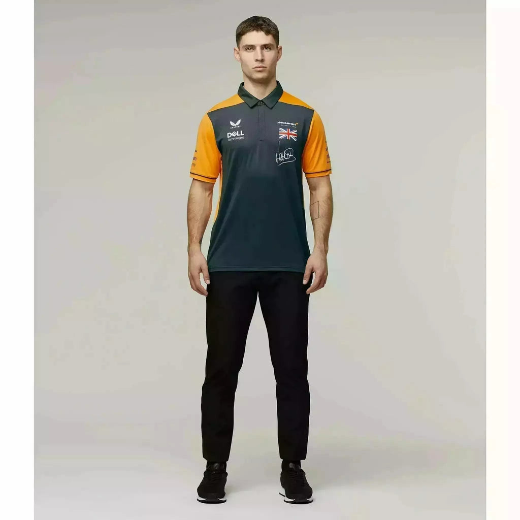 McLaren F1 Men's 2022 Lando Norris Team Drivers Polo Shirt - Papaya/Phantom Polos Gray