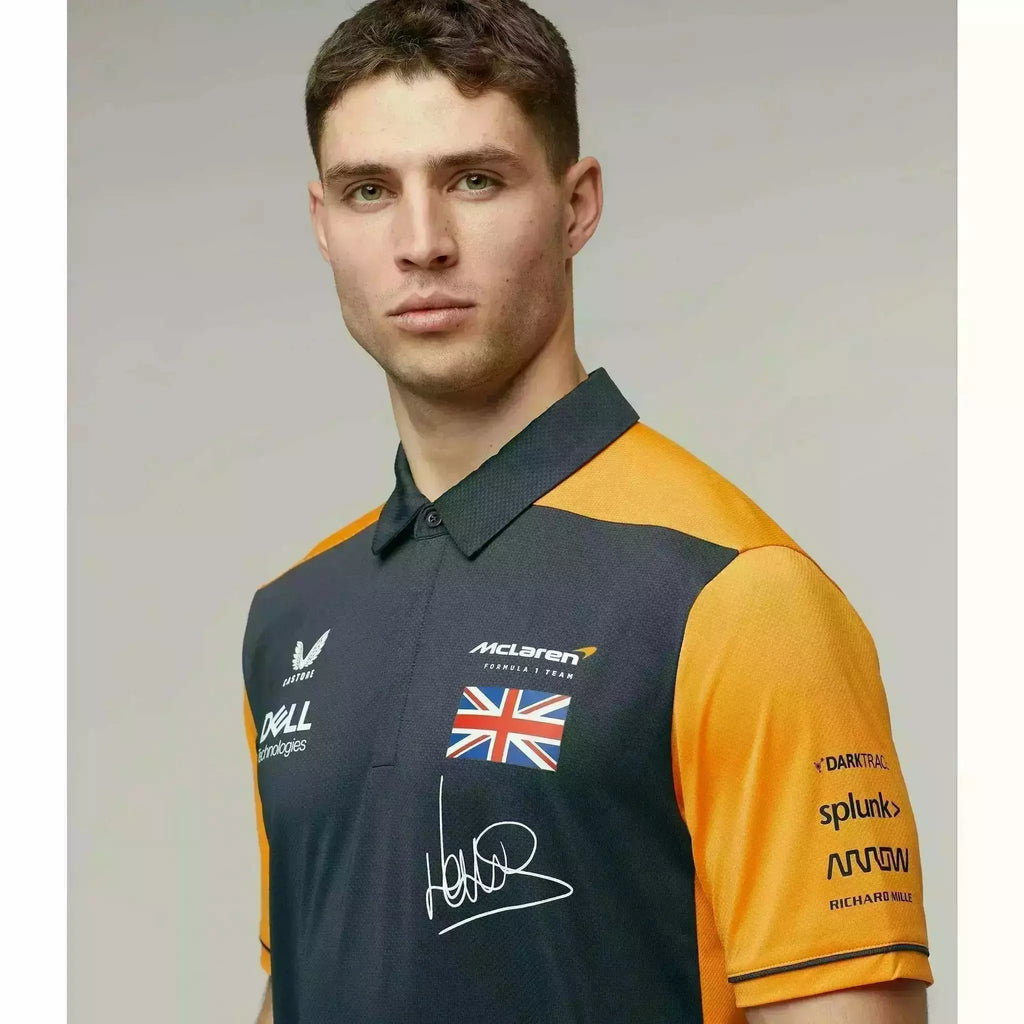 McLaren F1 Men's 2022 Lando Norris Team Drivers Polo Shirt - Papaya/Phantom Polos Gray