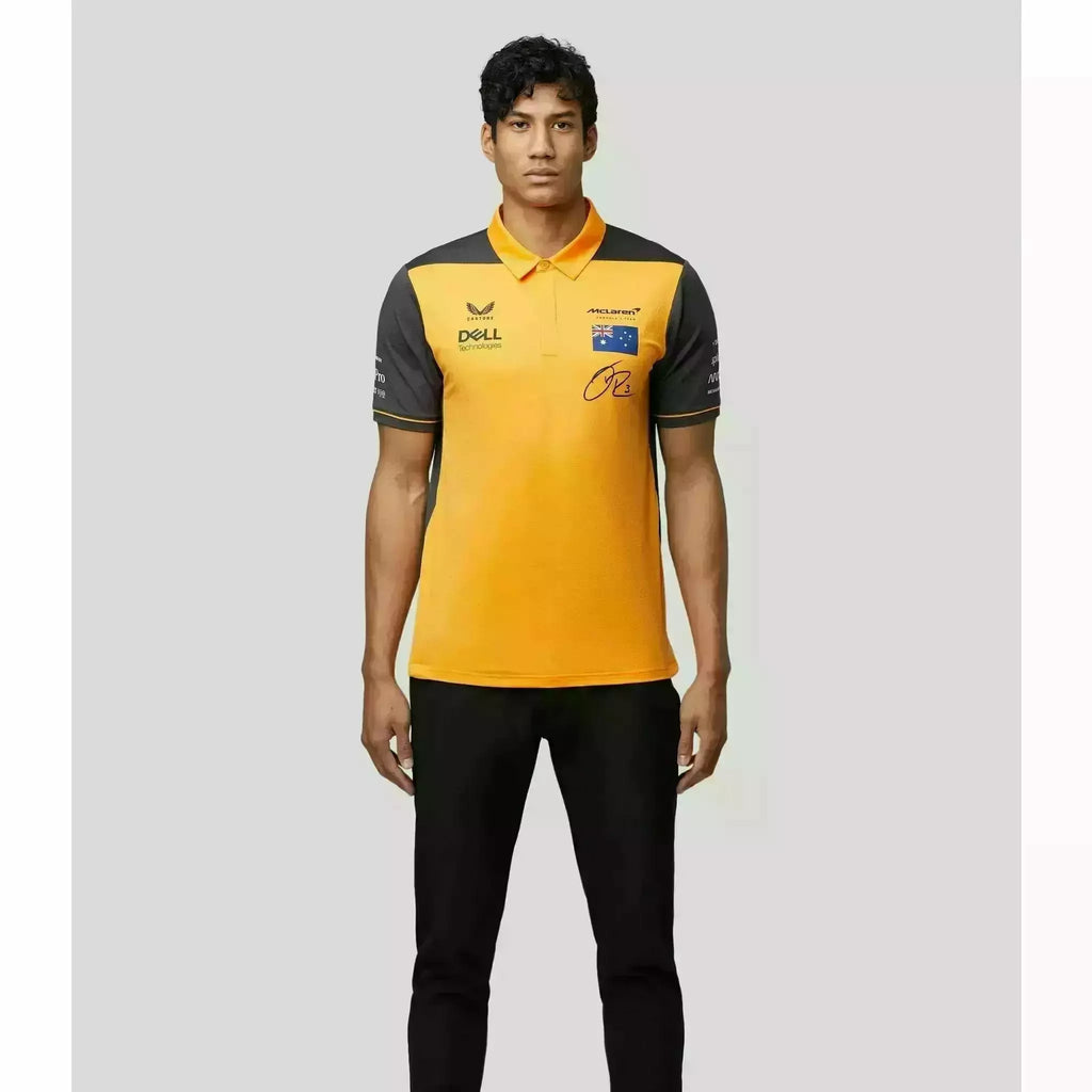 McLaren F1 Men's 2022 Daniel Ricciardo Team Drivers Polo Shirt - Papaya/Phantom Polos Light Gray