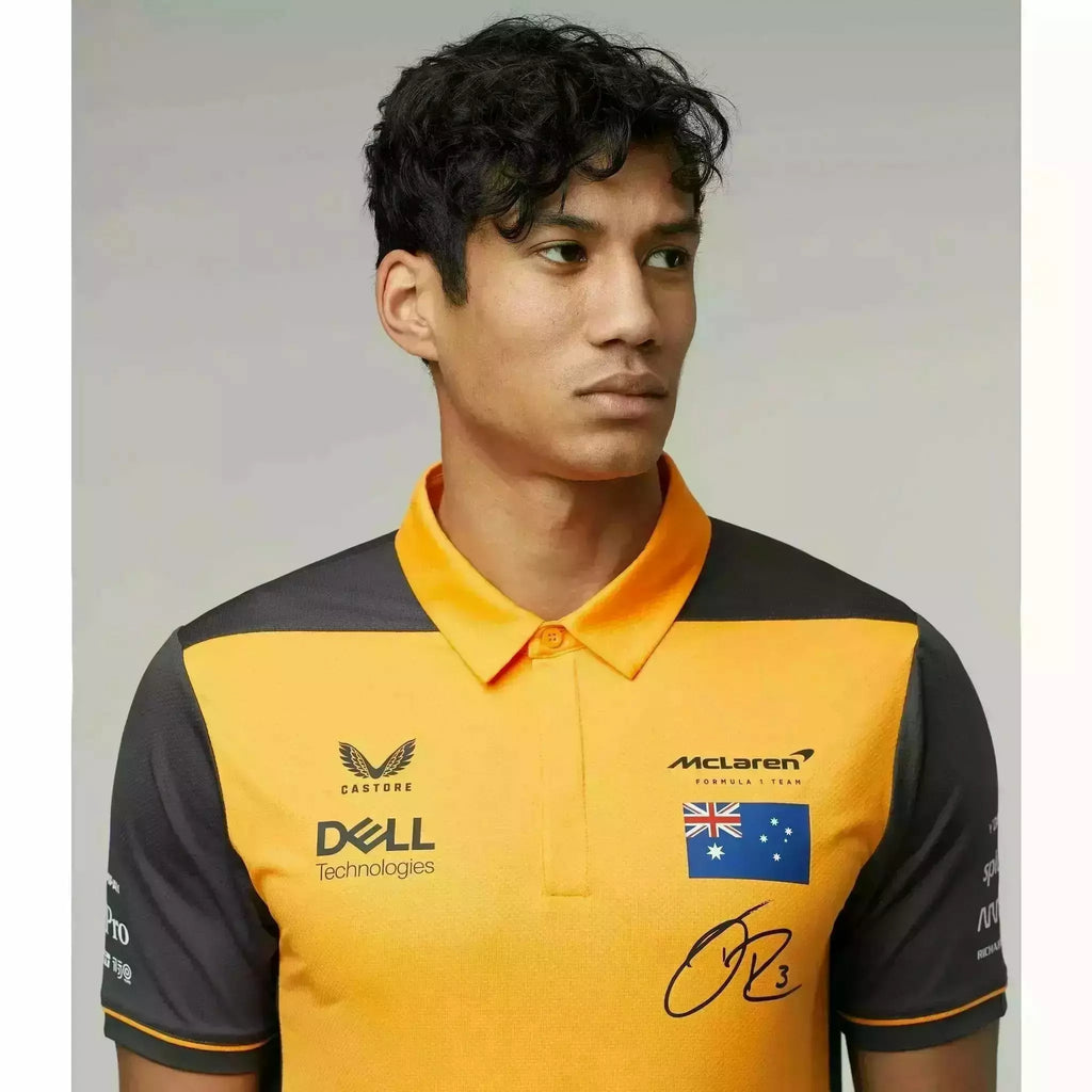 McLaren F1 Men's 2022 Daniel Ricciardo Team Drivers Polo Shirt - Papaya/Phantom Polos Gray