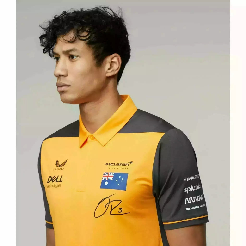 McLaren F1 Men's 2022 Daniel Ricciardo Team Drivers Polo Shirt - Papaya/Phantom Polos Gray