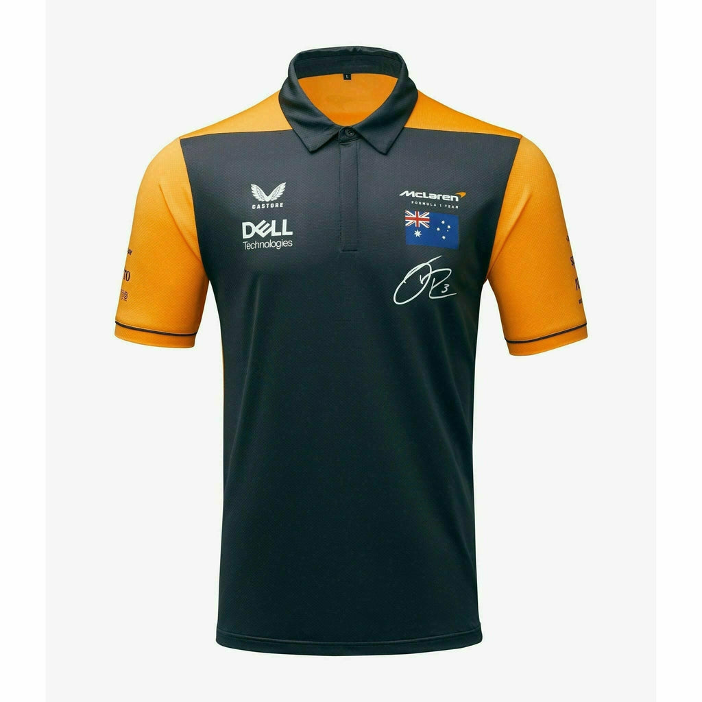 McLaren F1 Men's 2022 Daniel Ricciardo Team Drivers Polo Shirt - Papaya/Phantom Polos White Smoke