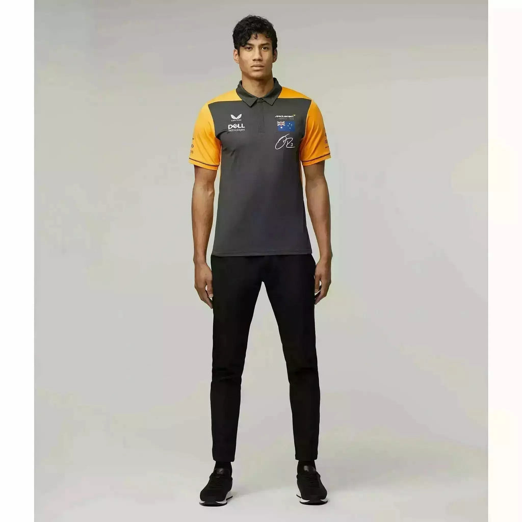 McLaren F1 Men's 2022 Daniel Ricciardo Team Drivers Polo Shirt - Papaya/Phantom Polos Gray