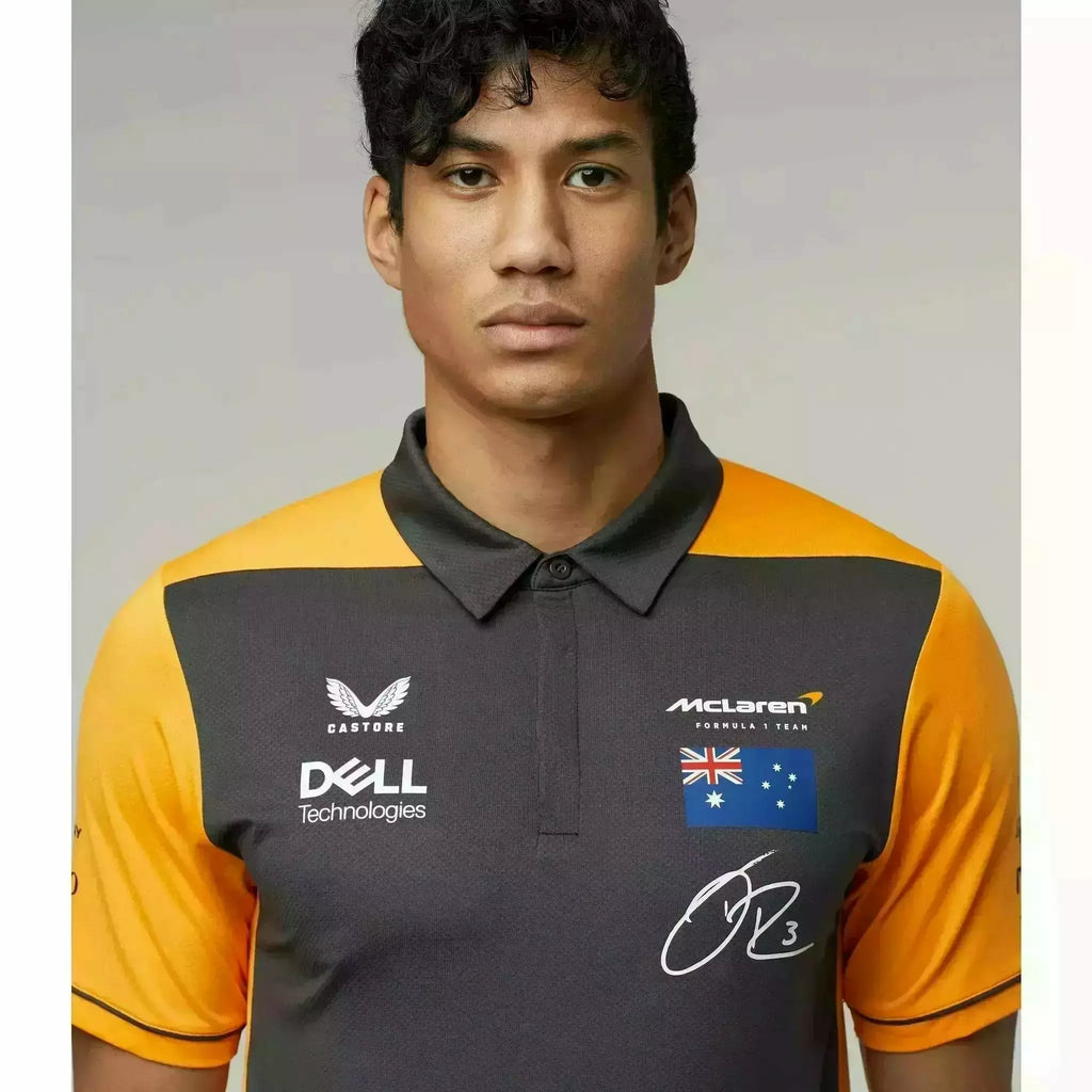 McLaren F1 Men's 2022 Daniel Ricciardo Team Drivers Polo Shirt - Papaya/Phantom Polos Gray
