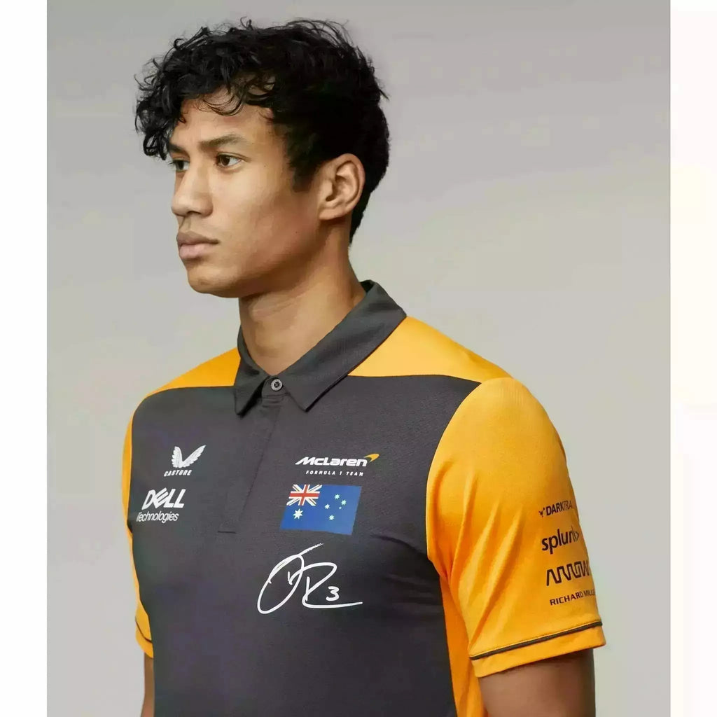 McLaren F1 Men's 2022 Daniel Ricciardo Team Drivers Polo Shirt - Papaya/Phantom Polos Gray