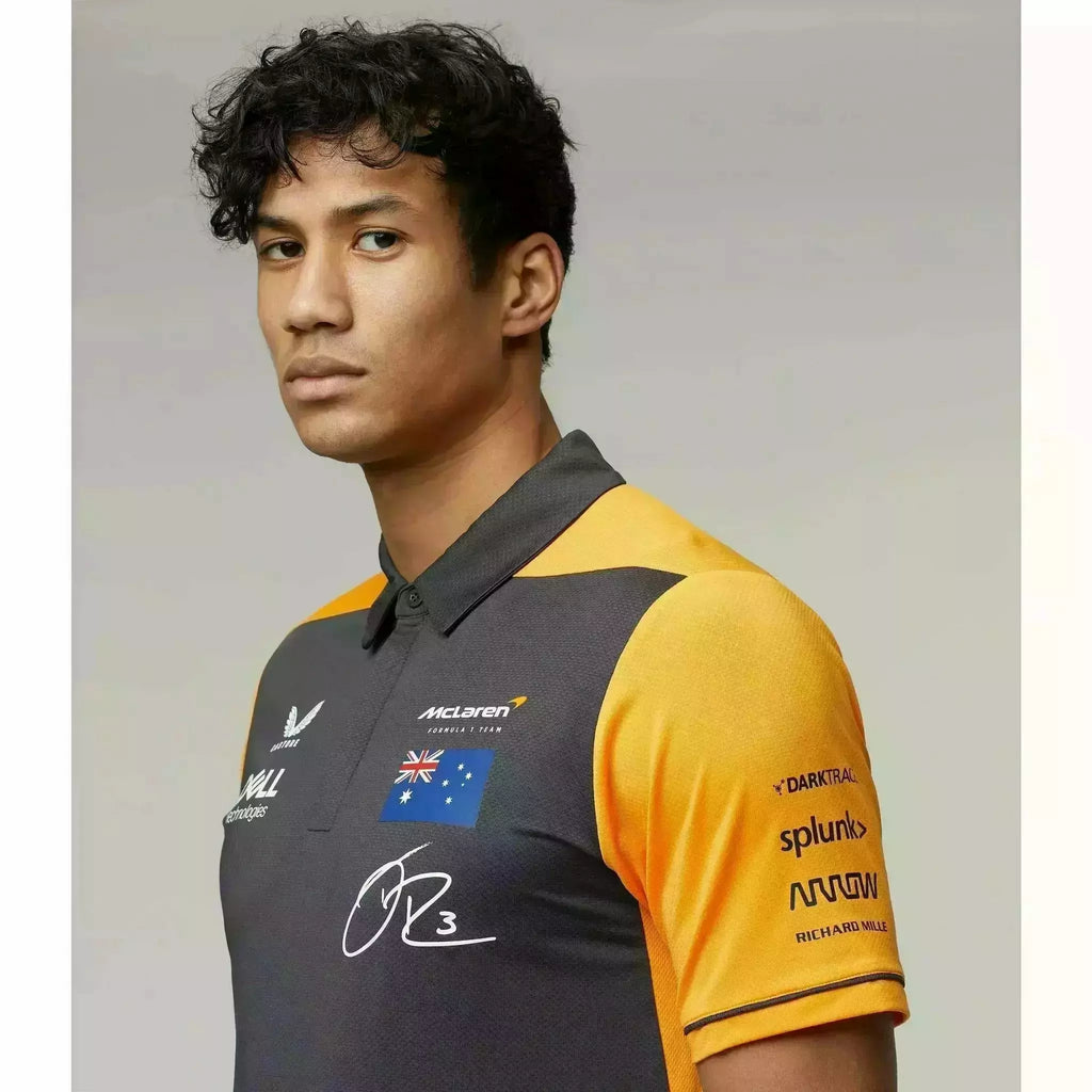 McLaren F1 Men's 2022 Daniel Ricciardo Team Drivers Polo Shirt - Papaya/Phantom Polos Gray