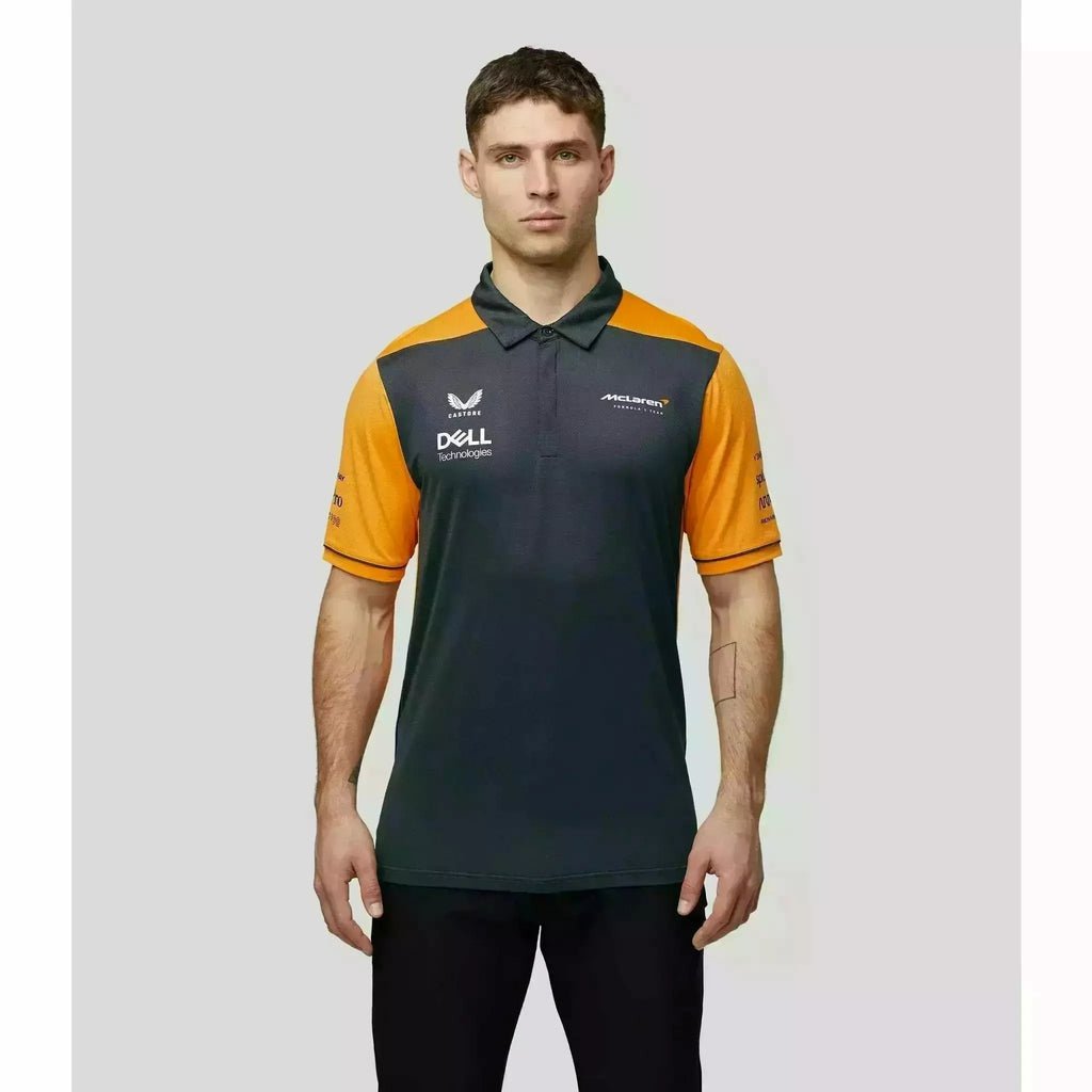 McLaren F1 Men's 2022 Team Polo Shirt - Papaya/Phantom Polos Light Gray