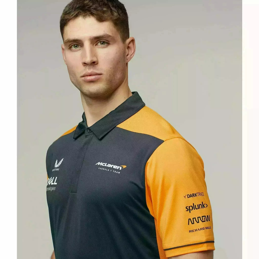 McLaren F1 Men's 2022 Team Polo Shirt - Papaya/Phantom Polos Gray