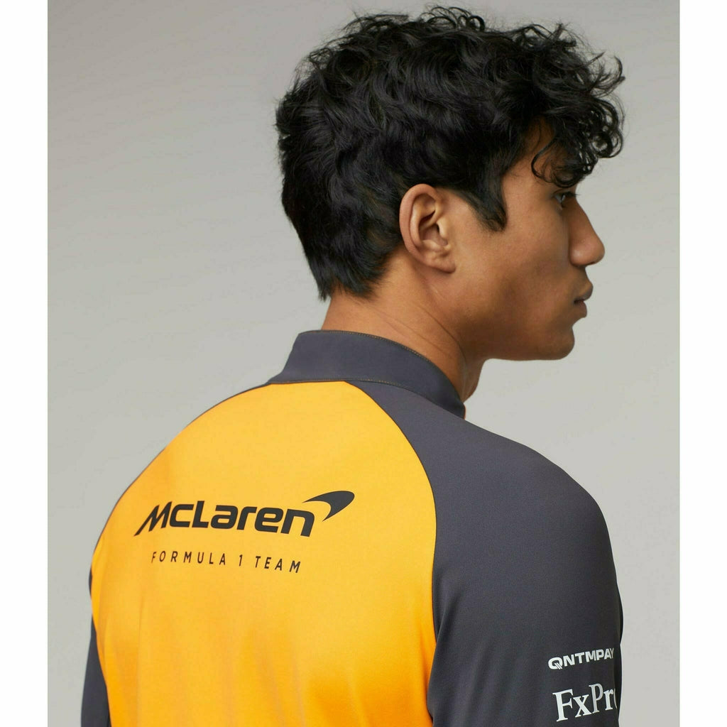 McLaren F1 Men's 2022 Team Quarter Zip Midlayer Jacket- Papaya Jackets Gray