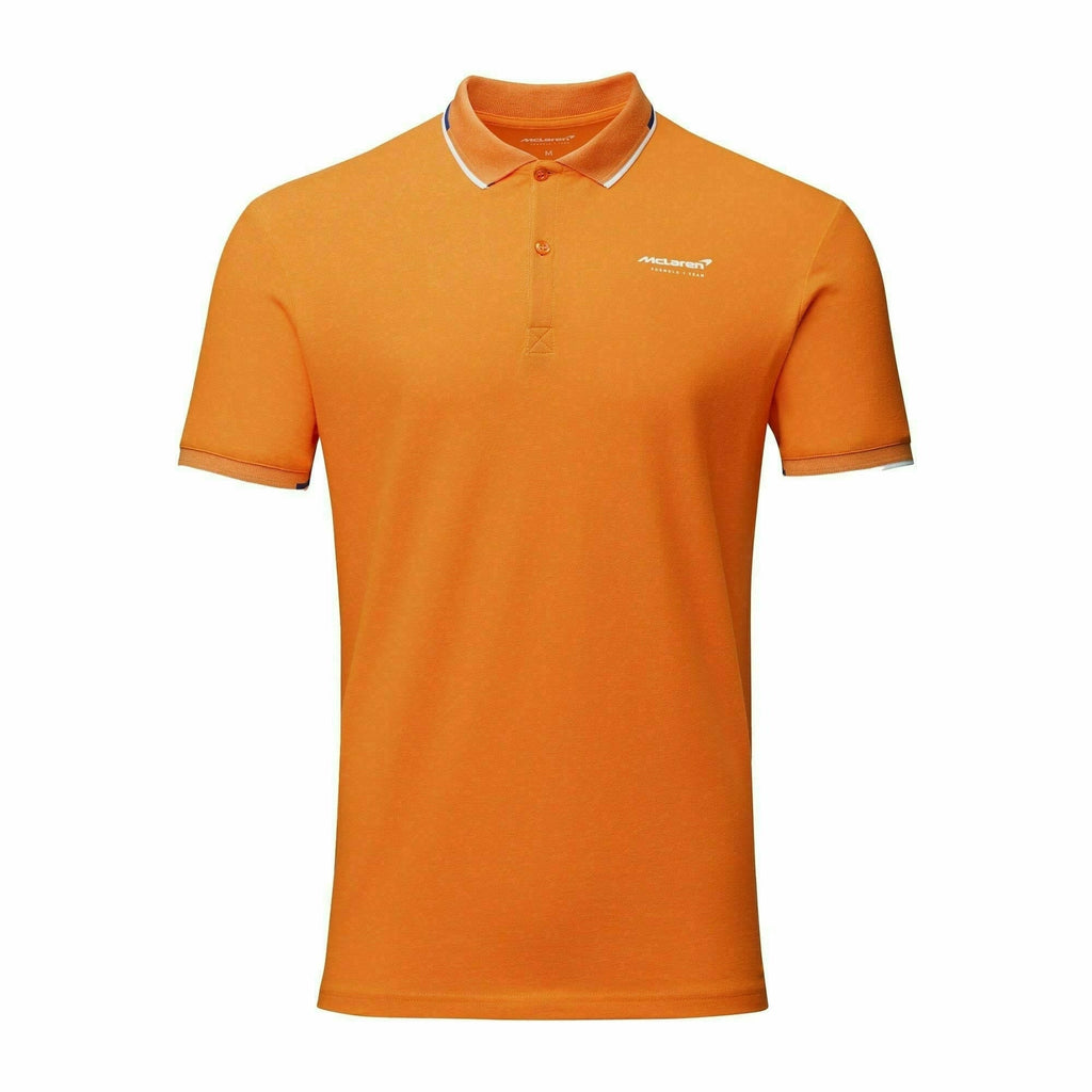 McLaren F1 Men's Core Essentials Small Logo Polo Shirt -Papaya/Vega Blue/Phantom/White/Black Polos Chocolate