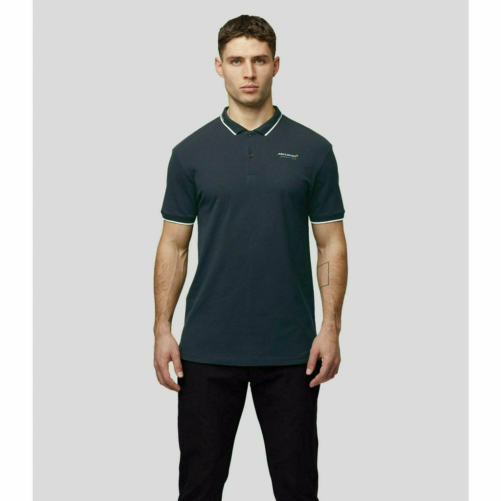 McLaren F1 Men's Core Essentials Small Logo Polo Shirt -Papaya/Vega Blue/Phantom/White/Black Polos Light Gray