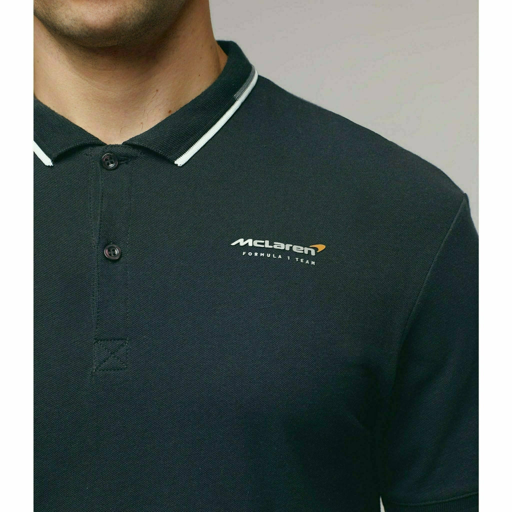 McLaren F1 Men's Core Essentials Small Logo Polo Shirt -Papaya/Vega Blue/Phantom/White/Black Polos Dark Slate Gray