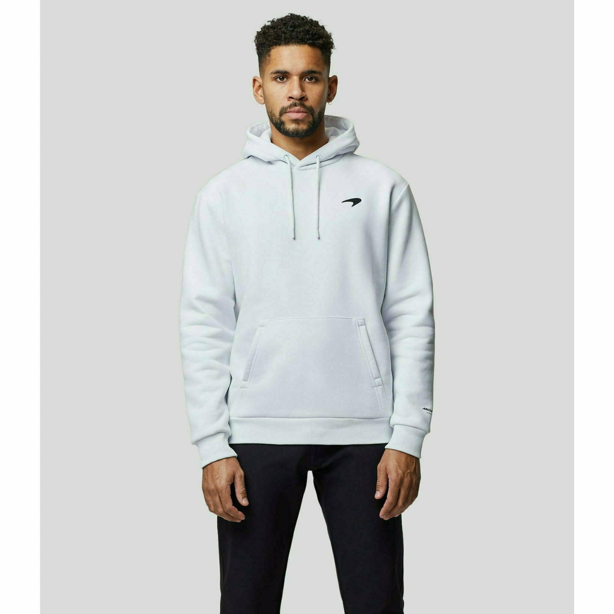 McLaren F1 Men's Small Speedmark Logo Hoodie -White/Vega Blue/Phantom Hoodies Light Gray