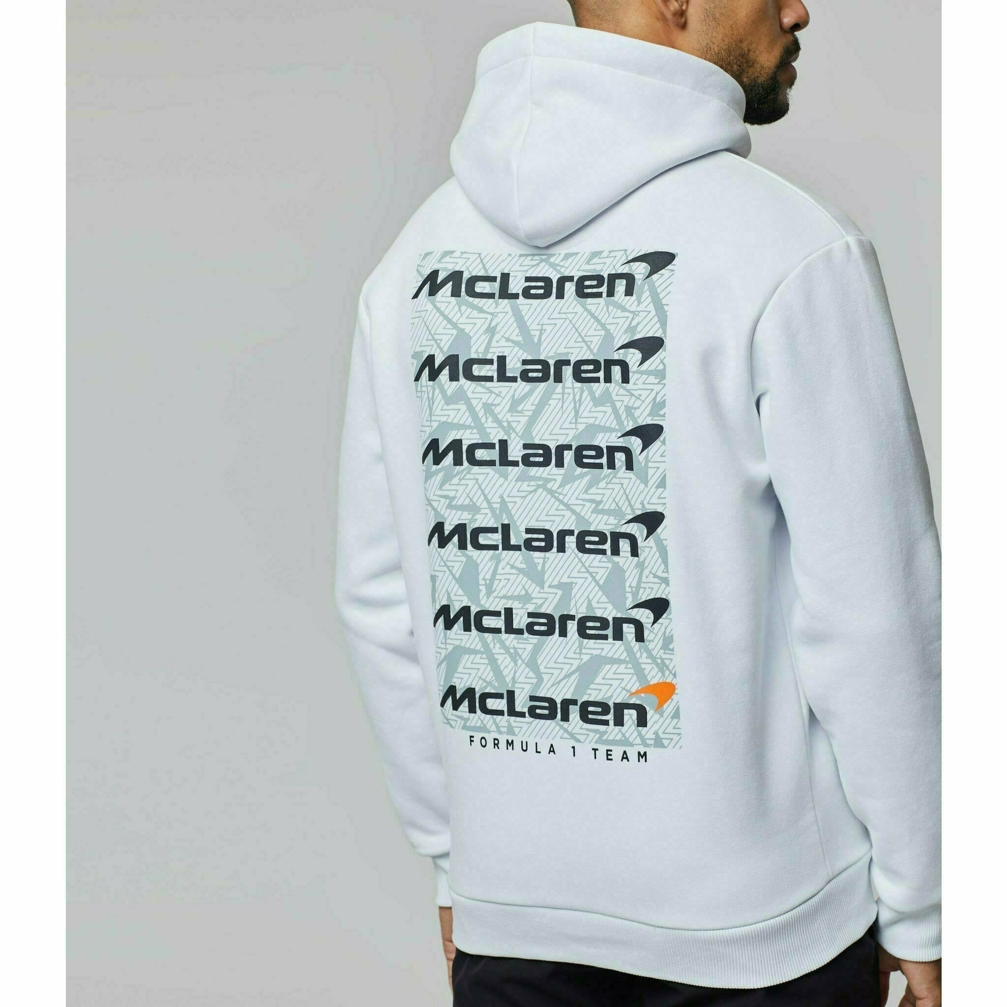 McLaren F1 Men's Small Speedmark Logo Hoodie -White/Vega Blue/Phantom Hoodies Light Gray