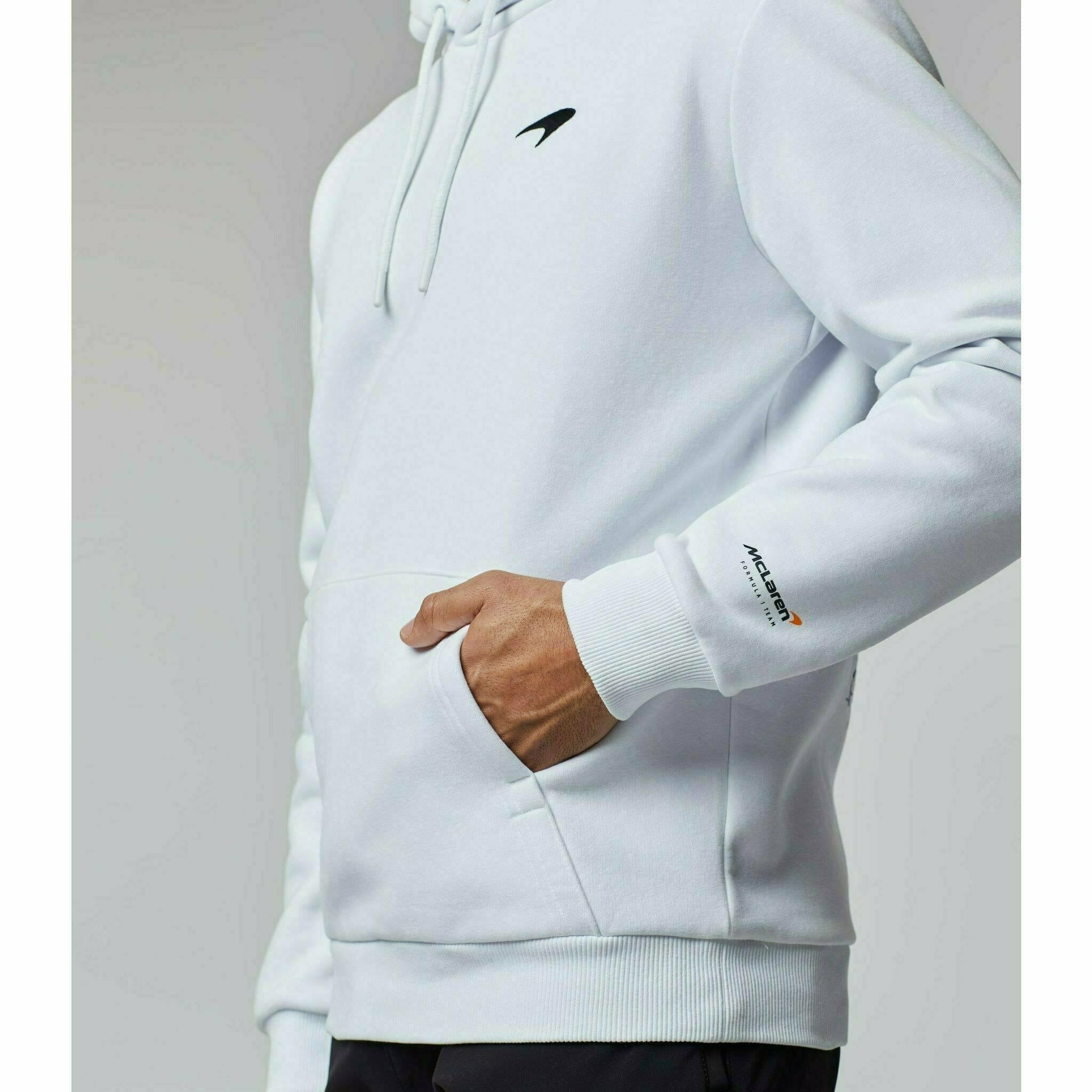 McLaren F1 Men's Small Speedmark Logo Hoodie -White/Vega Blue/Phantom Hoodies Light Gray